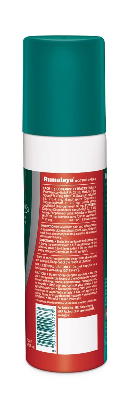 Himalaya Rumalaya Spray|Quick&Long-Lasting Relief From Body Pain|Back Pain,Knee Pain,Joint Pain,Muscle Pain,Sprains|Ayurvedic|50G